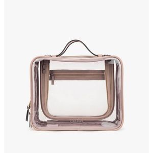 NWT Calpak Large Mauve & Clear Cosmetic Case